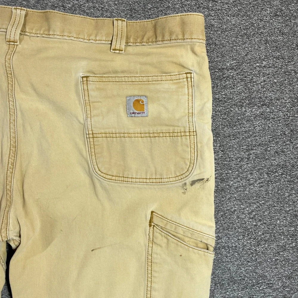 Carhartt Pants Relaxed Fit Double Knee 42x30 Work Pants Tan Distressed Canvas